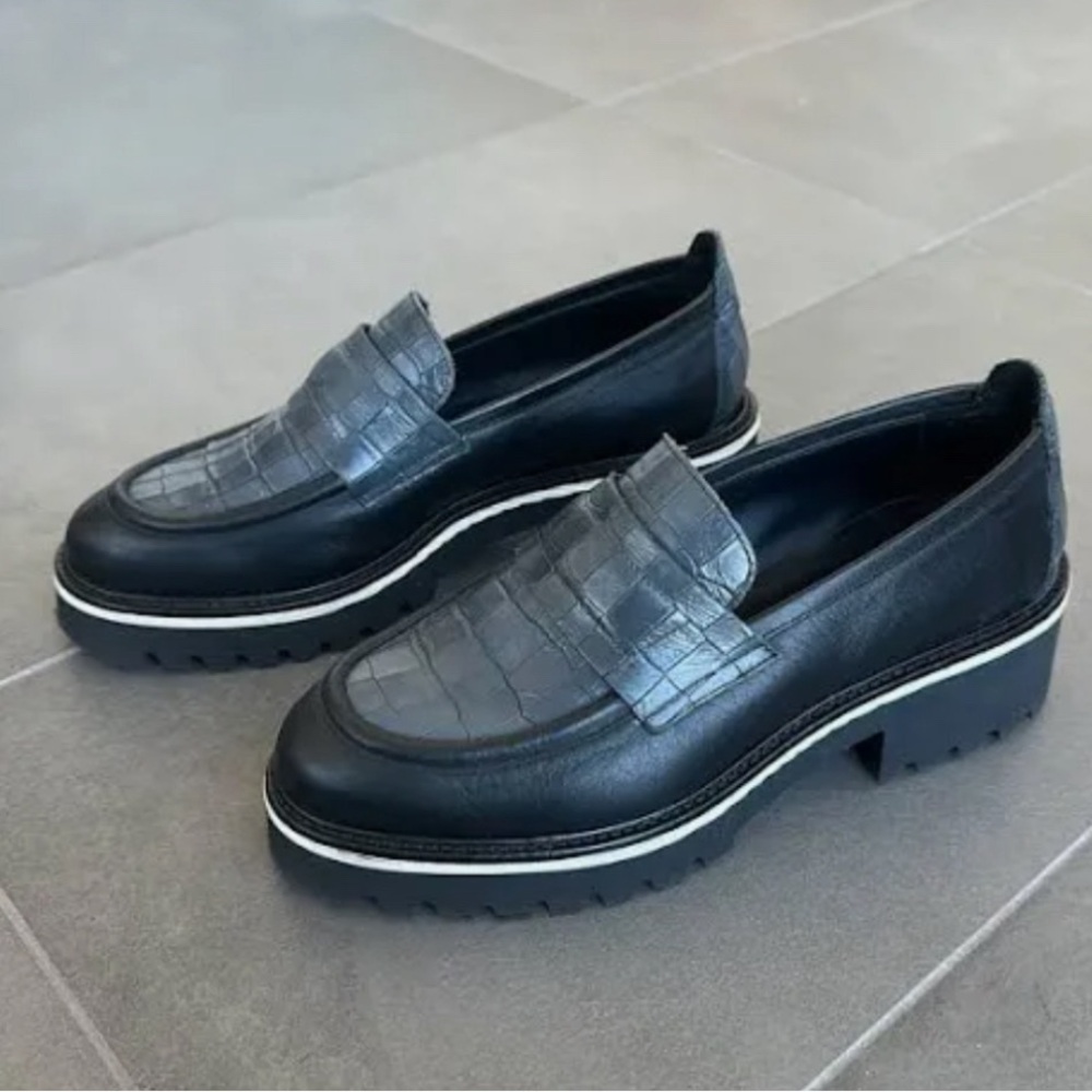 M. Gemi The Elsa Loafer   Black & Grey Croc. Size 37 NIB Fits like 6.5